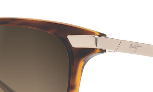 Maui Jim Manaolana 51mm Polarized Square Sunglasses In Shiny Dark Havana W/gold