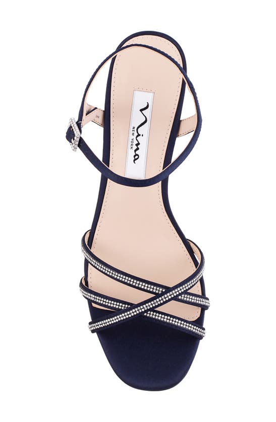 Nina Bobby Embellished Ankle Strap Sandal In Navy