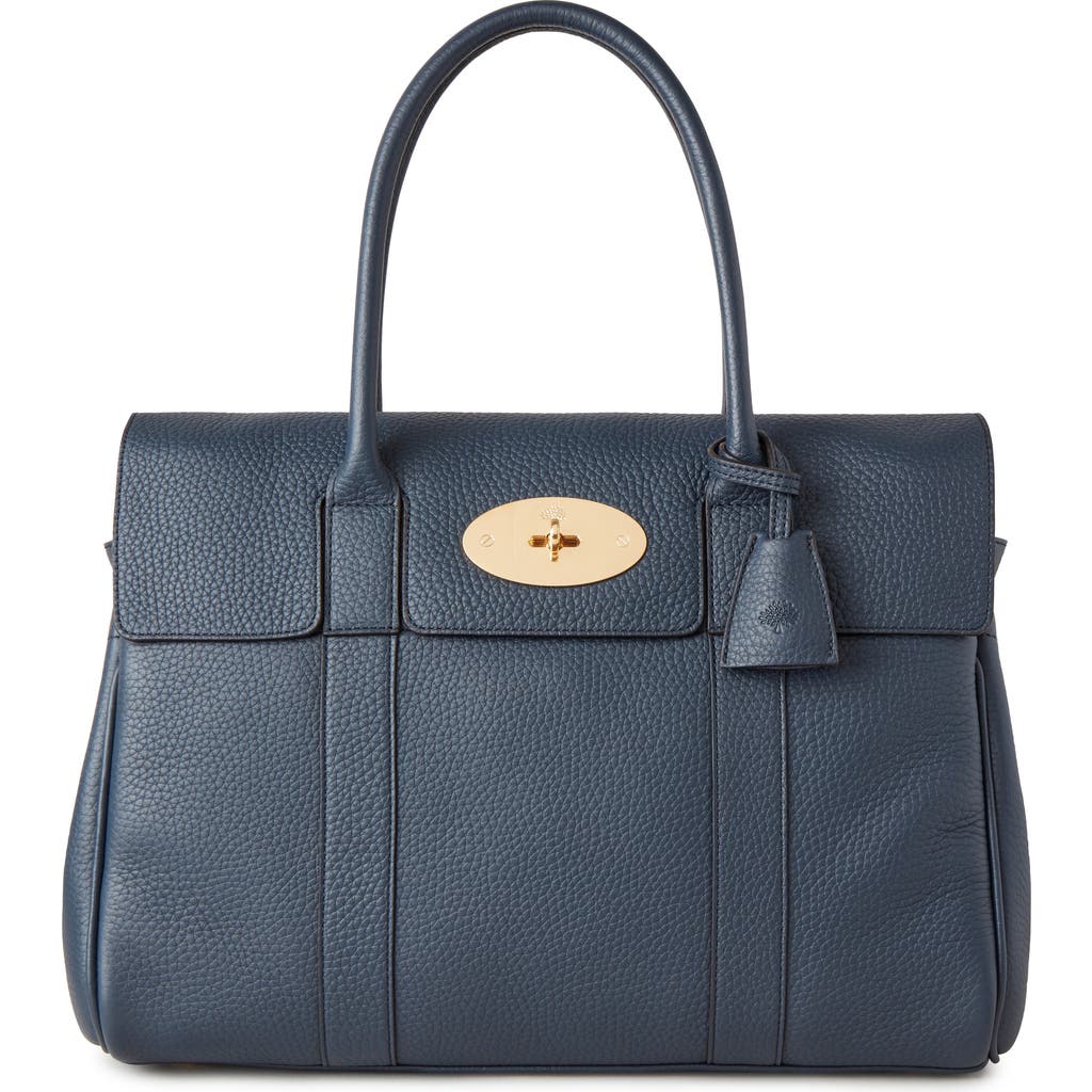 Mulberry Bayswater Grained Leather Satchel In Night Sky