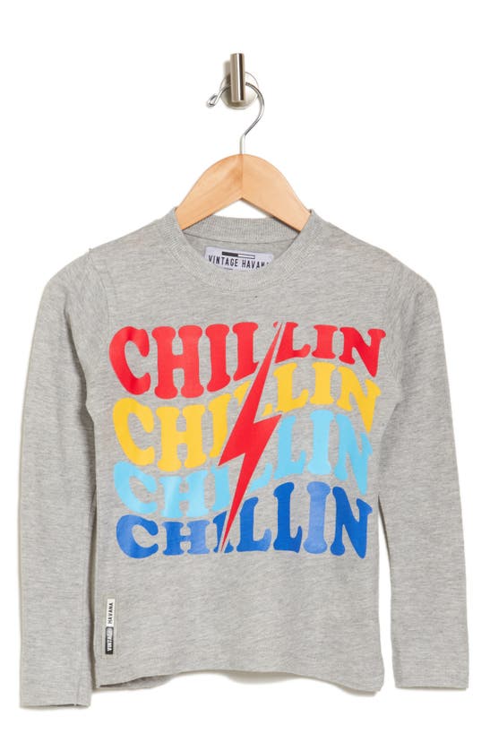Shop Vintage Havana Kids' Chillin Bolt Long Sleeve T-shirt In Classic Grey