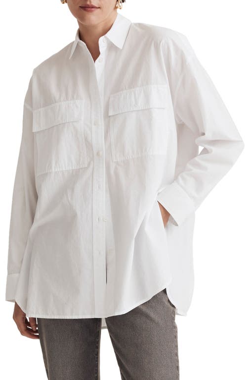 Madewell The Signature Poplin Oversize Button-Up Shirt in Eyelet White at Nordstrom, Size Medium
