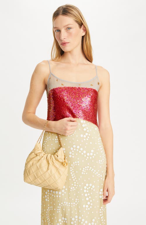 Tory Burch Mini Fleming Hobo Leather Shoulder Bag In Vanilla Soft Serve