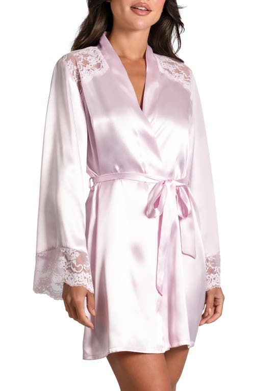 Love Me Now Lace Trim Satin Robe in Rosewater