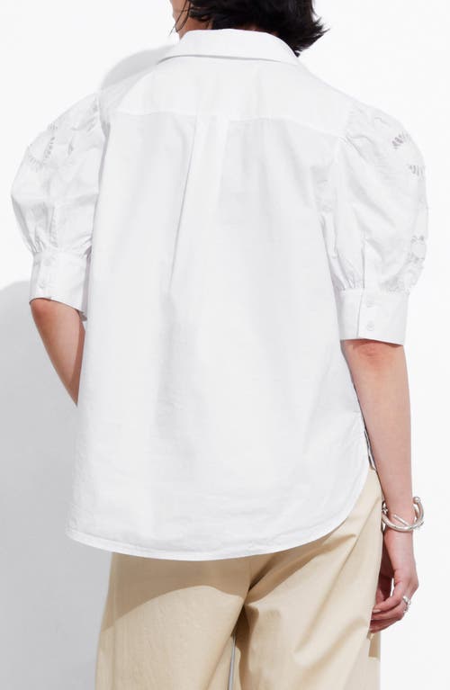 Shop & Other Stories Embroidered Puff Shoulder Shirt In White Light