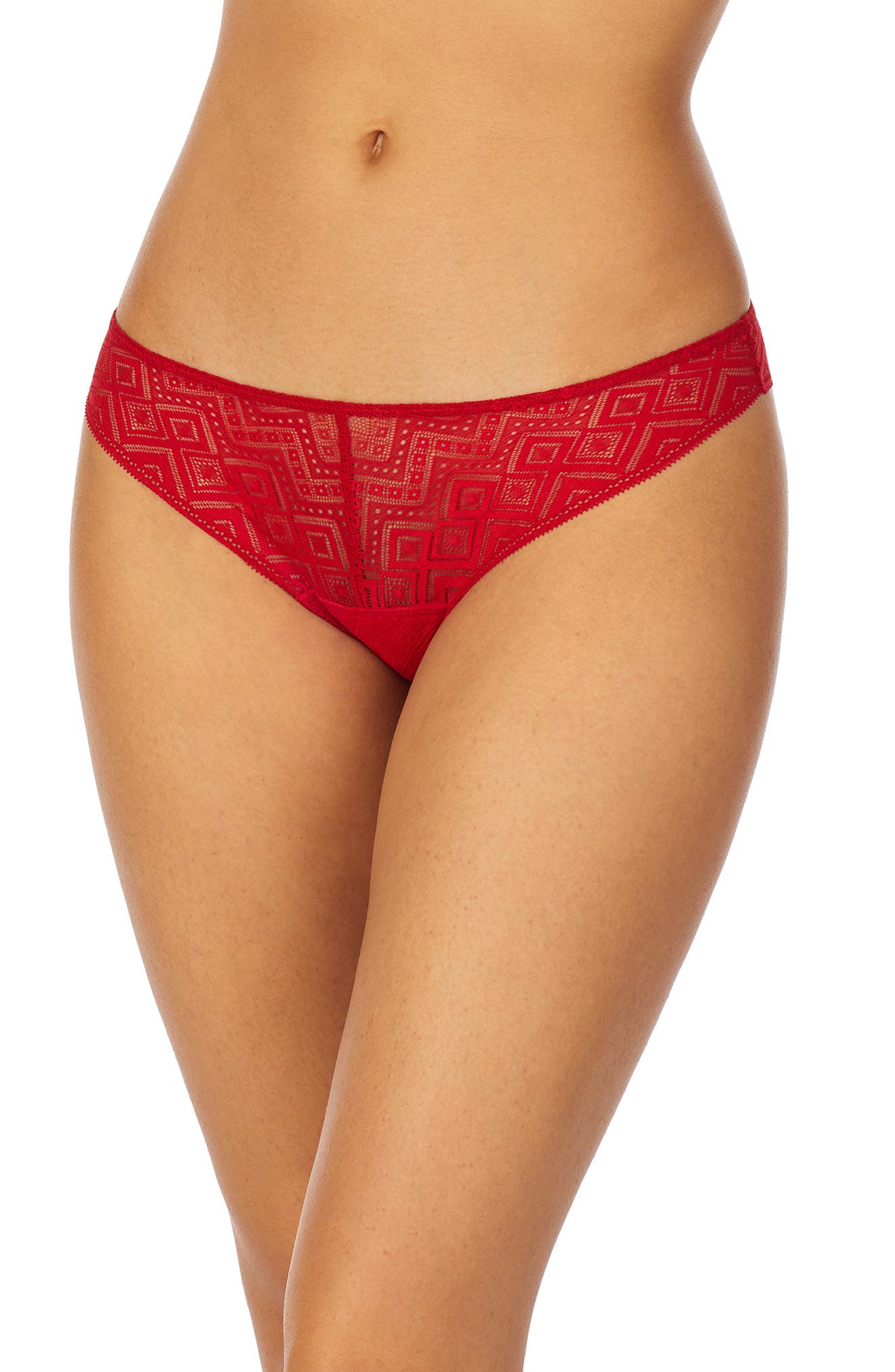 DKNY Pure Lace Thong in Brick at Nordstrom, Size Large