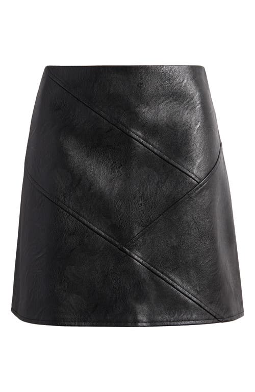 Shop Topshop Diagonal Panel Faux Leather Miniskirt In Black