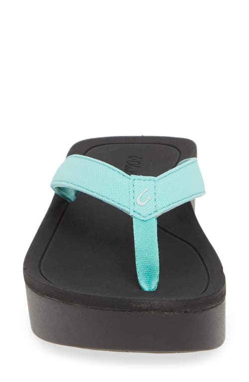 Shop Olukai Pio Lua Platform Flip Flop In Green Aqua/black