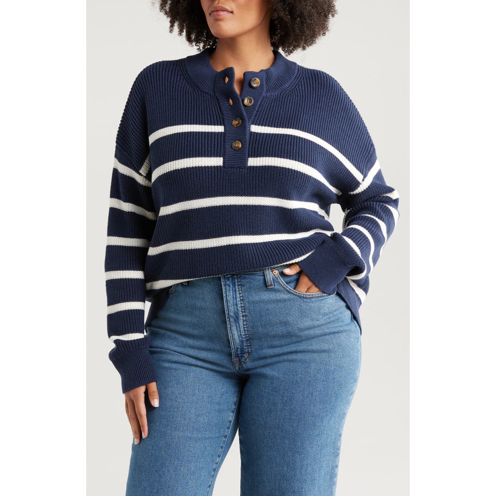 CASLONR CASLON(R) HALF BUTTON PIMA COTTON BLEND SWEATER