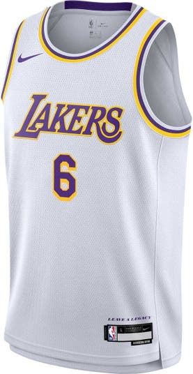 Nike Lebron James Lakers Gray Swingman Jersey Size 48 Wish logo