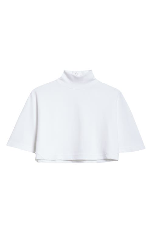 Alaïa Mock Neck Crop T-Shirt Blanc at Nordstrom,
