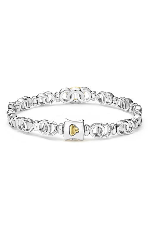 Lagos Signature Caviar Interlocking Diamond Link Bracelet In Two-tone