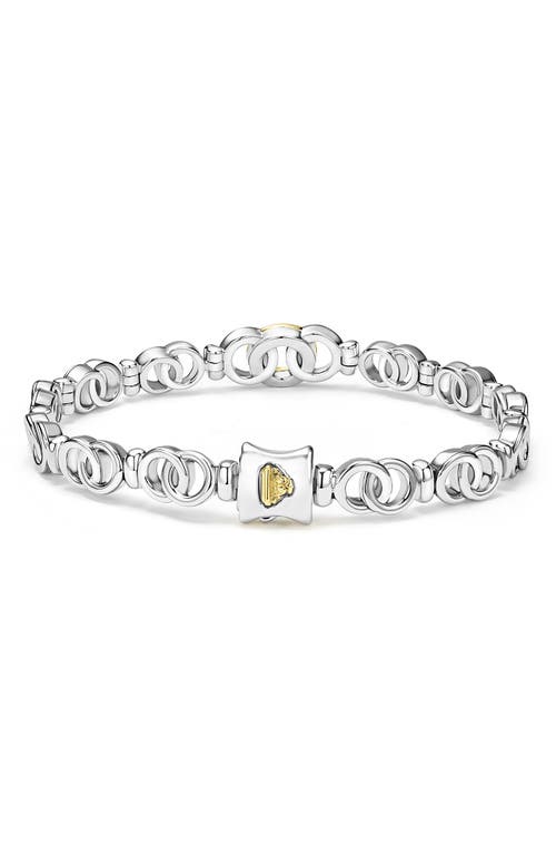 Shop Lagos Signature Caviar Interlocking Diamond Link Bracelet In Two-tone