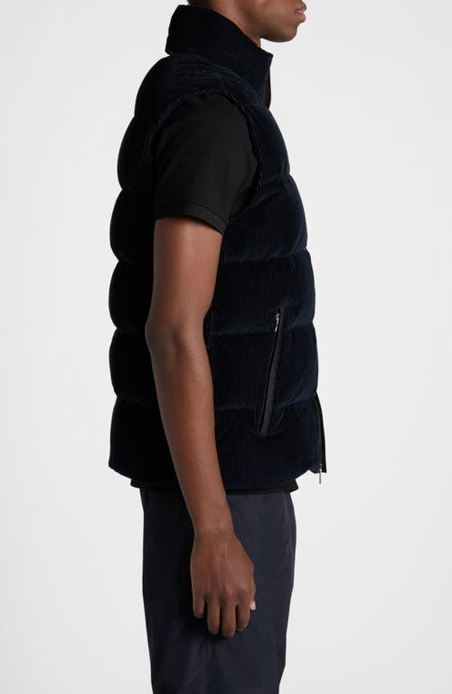 Shop Moncler Acrab Corduroy Down Puffer Vest In Dark Blue