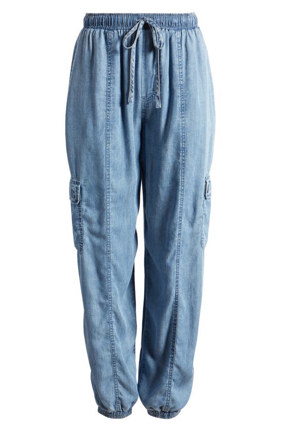 Beachlunchlounge Neli Denim Cargo Joggers In Blue Wash