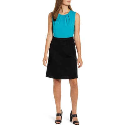 Ming Wang Colorblock Sleeveless Dress, Blue