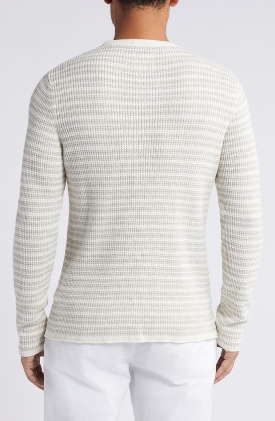 Shop Billy Reid Heirloom Stripe Cotton & Cashmere Waffle Stitch Crewneck Sweater In Silver Stripe