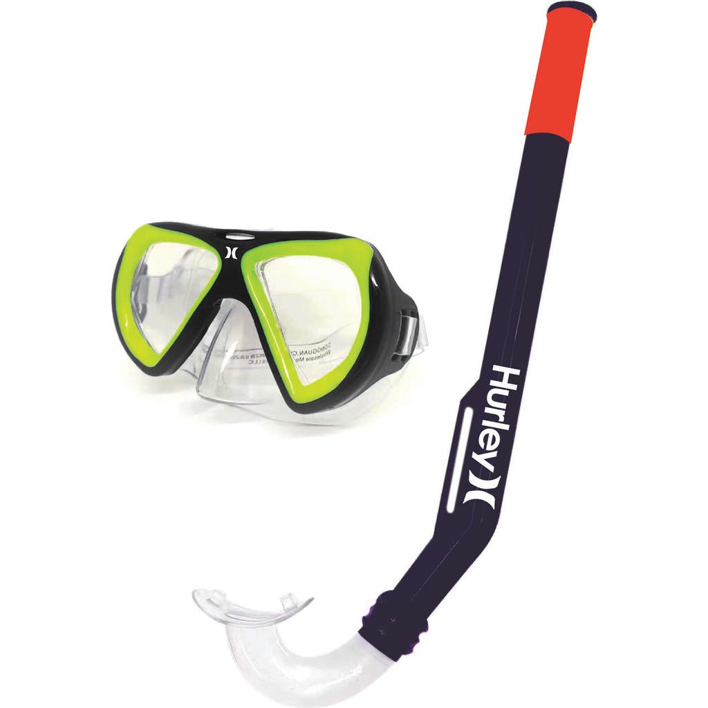 Shop Hurley Kids' Snorkel Set In Lime/black