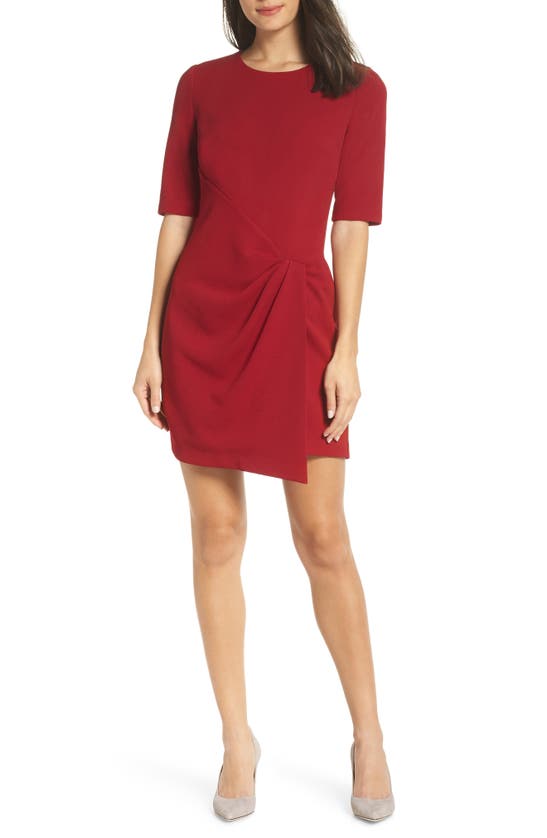 Maggy London Wrap Front Sheath Dress In Red