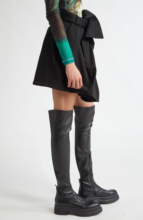 Shop Jw Anderson Foldover Belted Wool Gabardine Miniskirt In Black