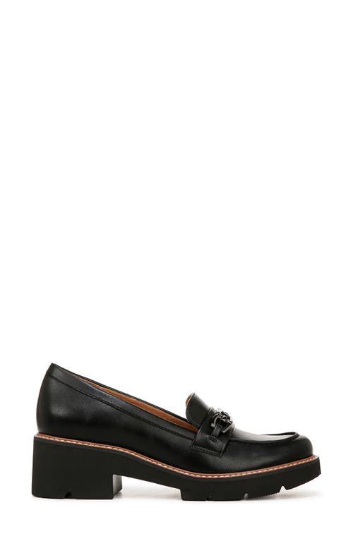 Naturalizer Dylan Womens Leather Slip On Loafer Heels In Black Faux Leather