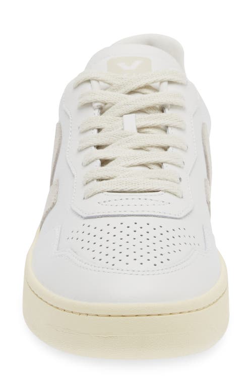 Shop Veja V-90 Leather Sneaker In Extra-white Natural