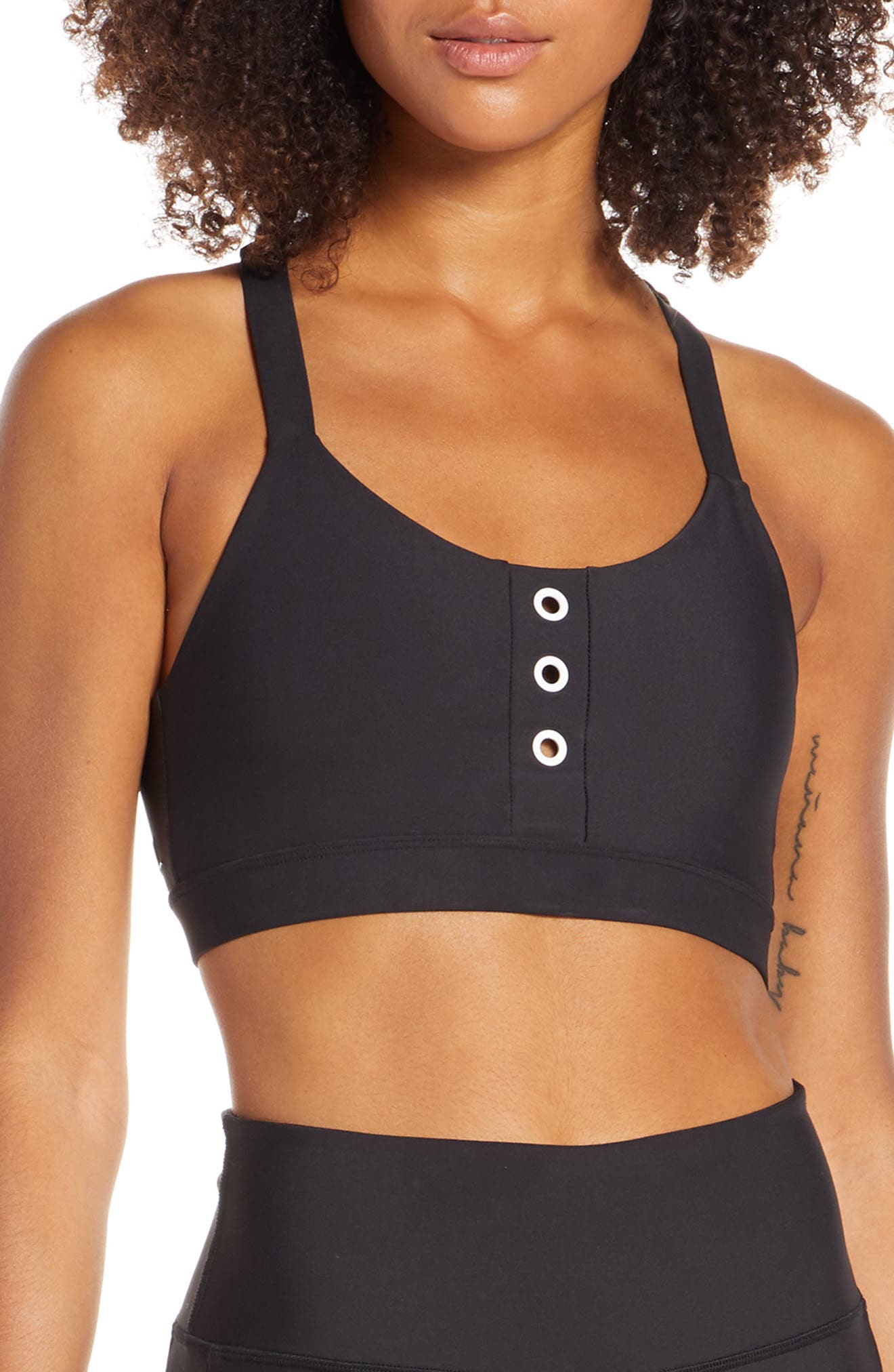 Soul By Soulcycle Grommet Racerback Sports Bra, Black