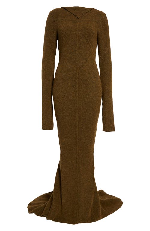 Shop Rick Owens Luna Long Sleeve Open Back Brushed Sweater Dress In Honey