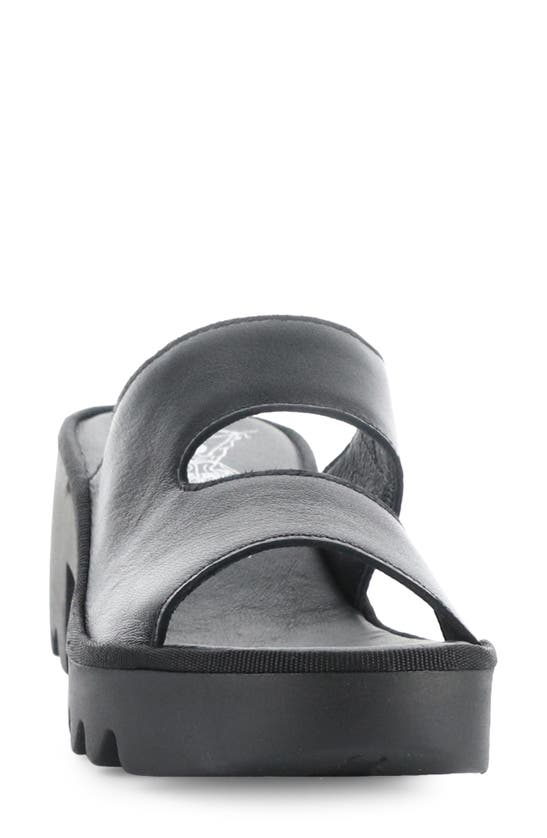 Fly London Tech Platform Sandal In Black Mousse