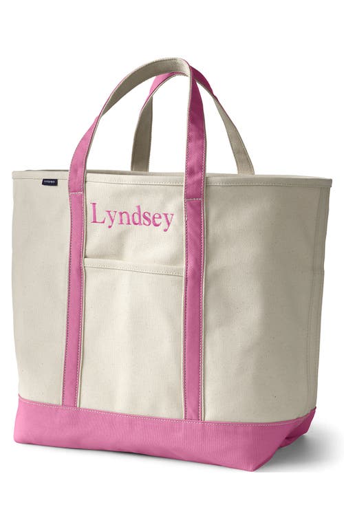 Lands' End Open Top Canvas Tote Bag In Natural/fresh Pink