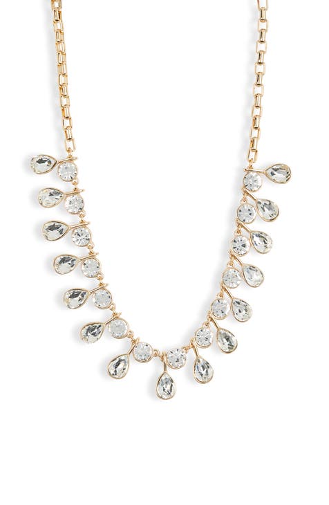 Bezel Crystal Drop Collar Necklace