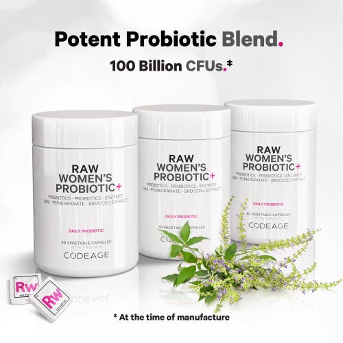 Codeage Raw Women's Probiotic Supplement, Raw Fruits Vegetables Prebiotics, Digestive Enzymes, 60 ct in White at Nordstrom