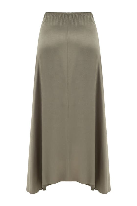 Shop Nocturne Asymmetrical Long Skirt In Dark Beige