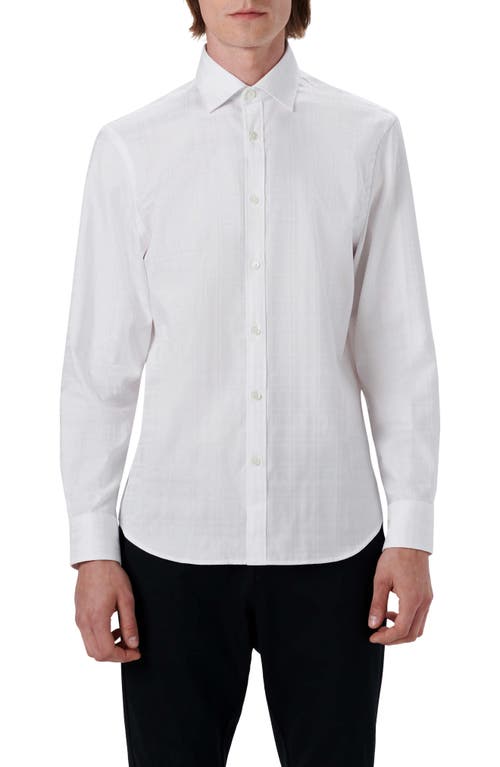 Bugatchi Shaped Fit Stretch Cotton Button-Up Shirt in White at Nordstrom, Size Xxx-Large