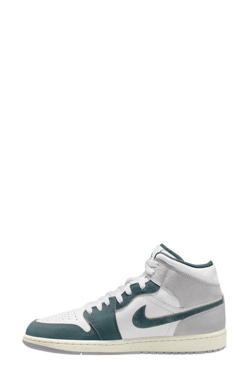 Shop Nike Air Jordan 1 '07 Mid Basketball Sneaker In White/oxidized Green/sail