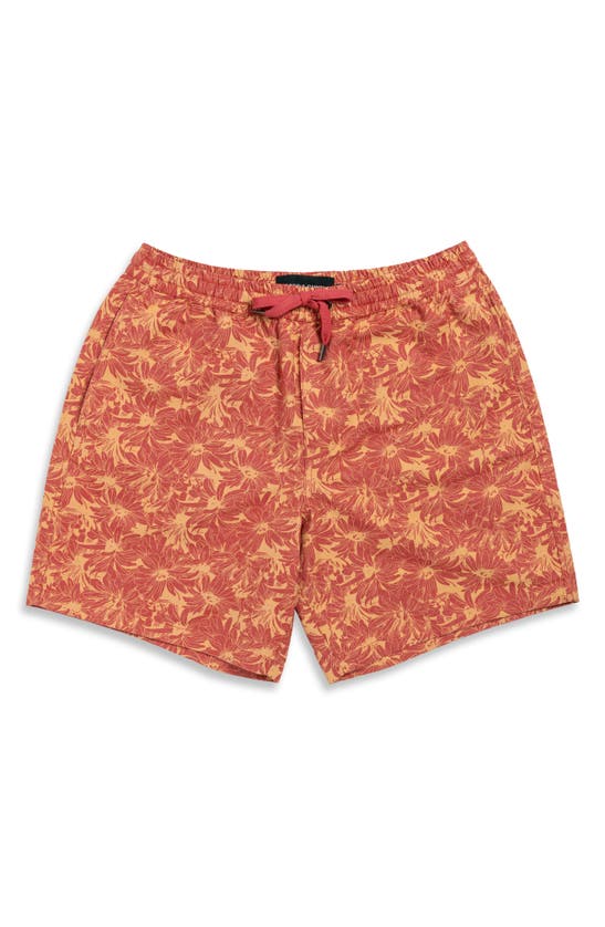 Rodd & Gunn Main Beach Floral Stretch Cotton Drawstring Shorts In Sunset