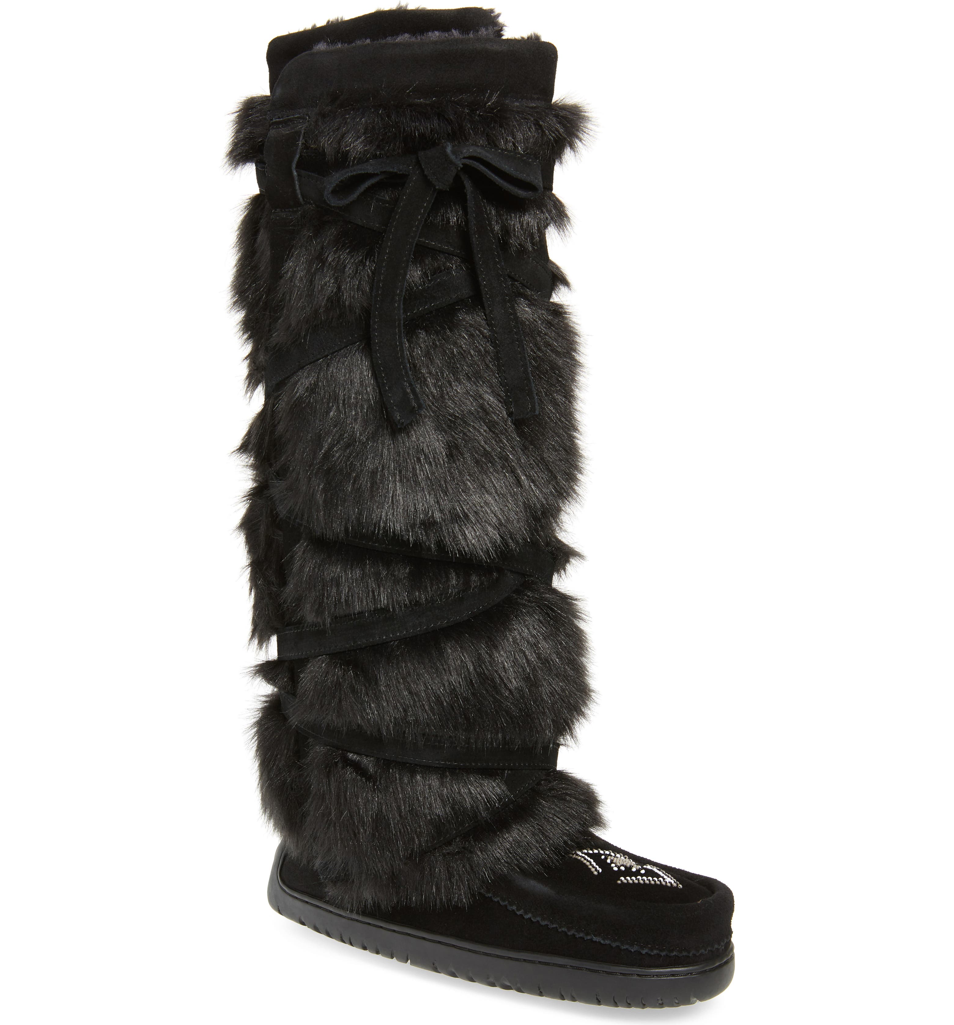 Manitobah Mukluks Tall Wrap Faux Fur And Shearling Boot Women Wide Calf Nordstrom