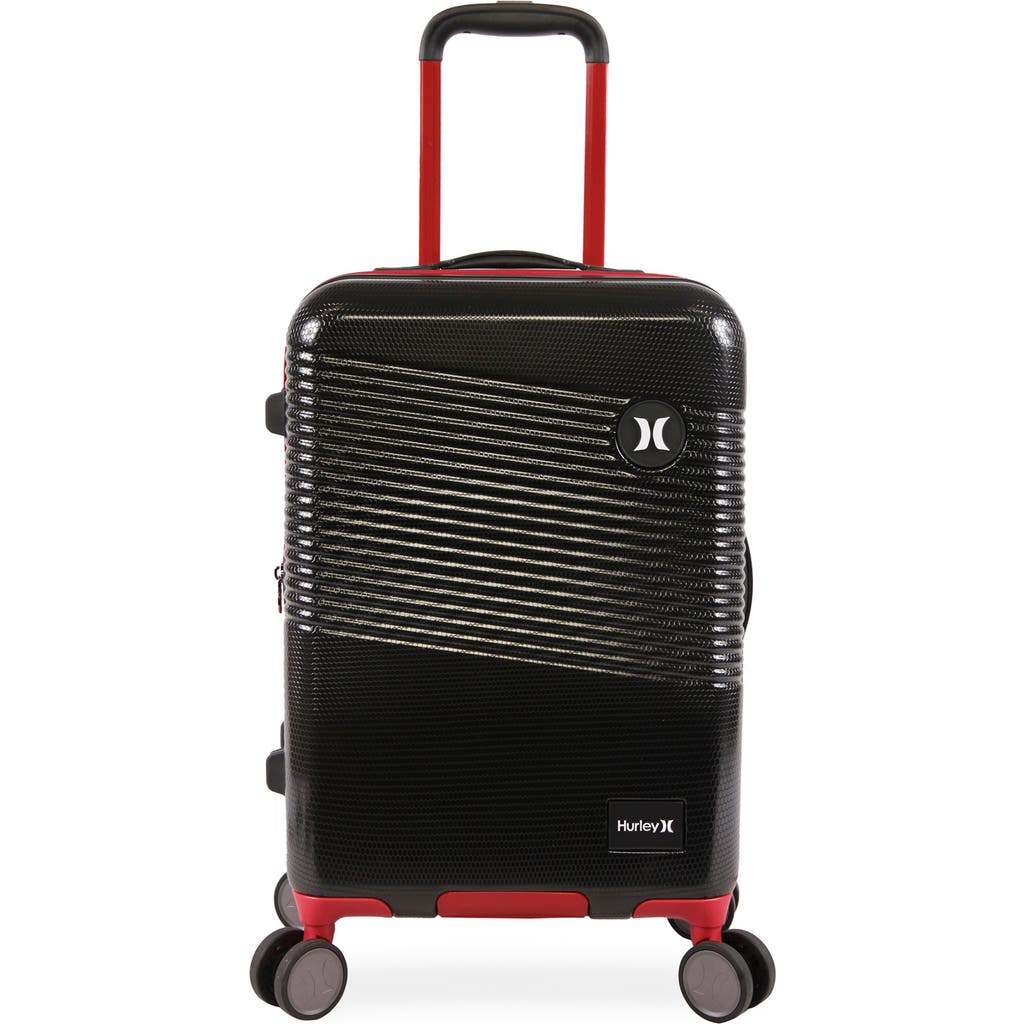 Hurley Looper 21" Hardshell Spinner Suitcase In Black/red