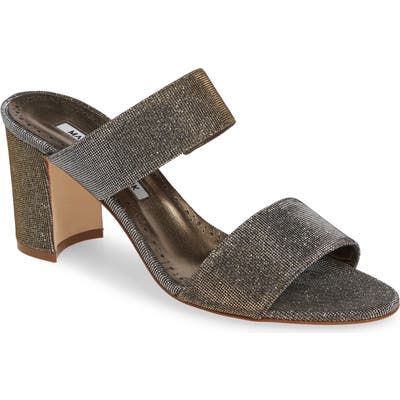 Manolo Blahnik Kalita Metallic Slide Sandal, Metallic