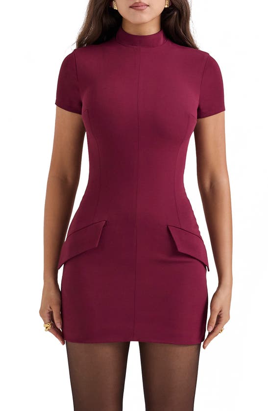 House Of Cb Alia Mock Neck Body-con Minidress In Mulberry