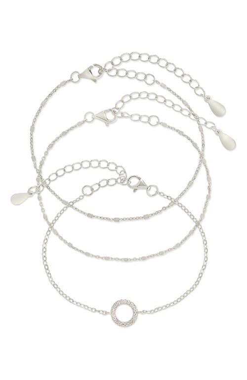 Sterling Forever Set Of 3 Chain Bracelets In Metallic