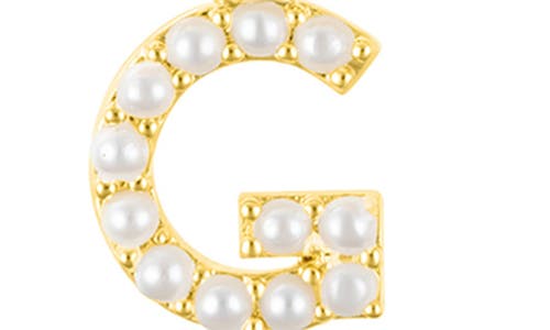 Adornia Faux Pearl Initial Charm Beaded Bracelet In Gold White-g