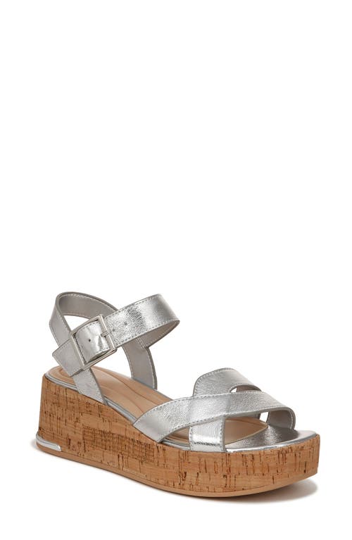 Tilly Ankle Strap Platform Wedge Sandal in Silver