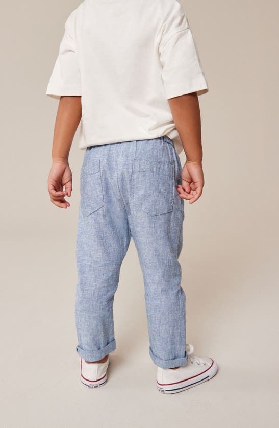 Shop Next Kids' Drawstring Linen Blend Pants In Blue