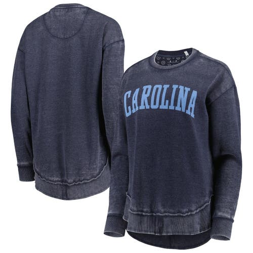 Women's Pressbox Navy North Carolina Tar Heels Vintage Wash Pullover Sweatshirt