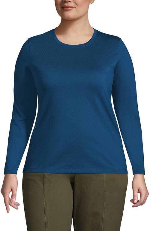 Shop Lands' End Plus Size Relaxed Supima Cotton Long Sleeve Crew Neck T-shirt In Baltic Teal