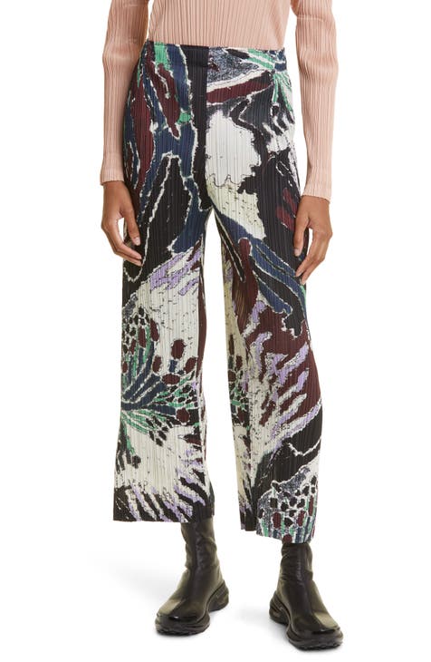 Pleats Please Issey Miyake Frosty Forest Print Pleated Crop 