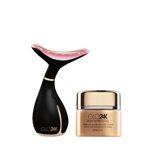 Glo24k Unleash The Power Of Gold Neck & Face Led Beauty Massager + 24k Moisturizing Day Cream. In Na