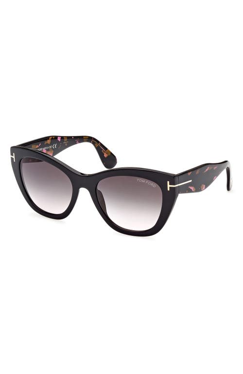 Tom Ford Cara 56mm Square Sunglasses In Black/gradient Smoke