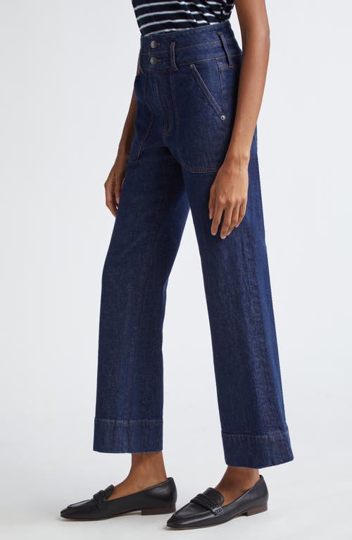 Shop Veronica Beard Hilde Crop Wide Leg Jeans In Indigo