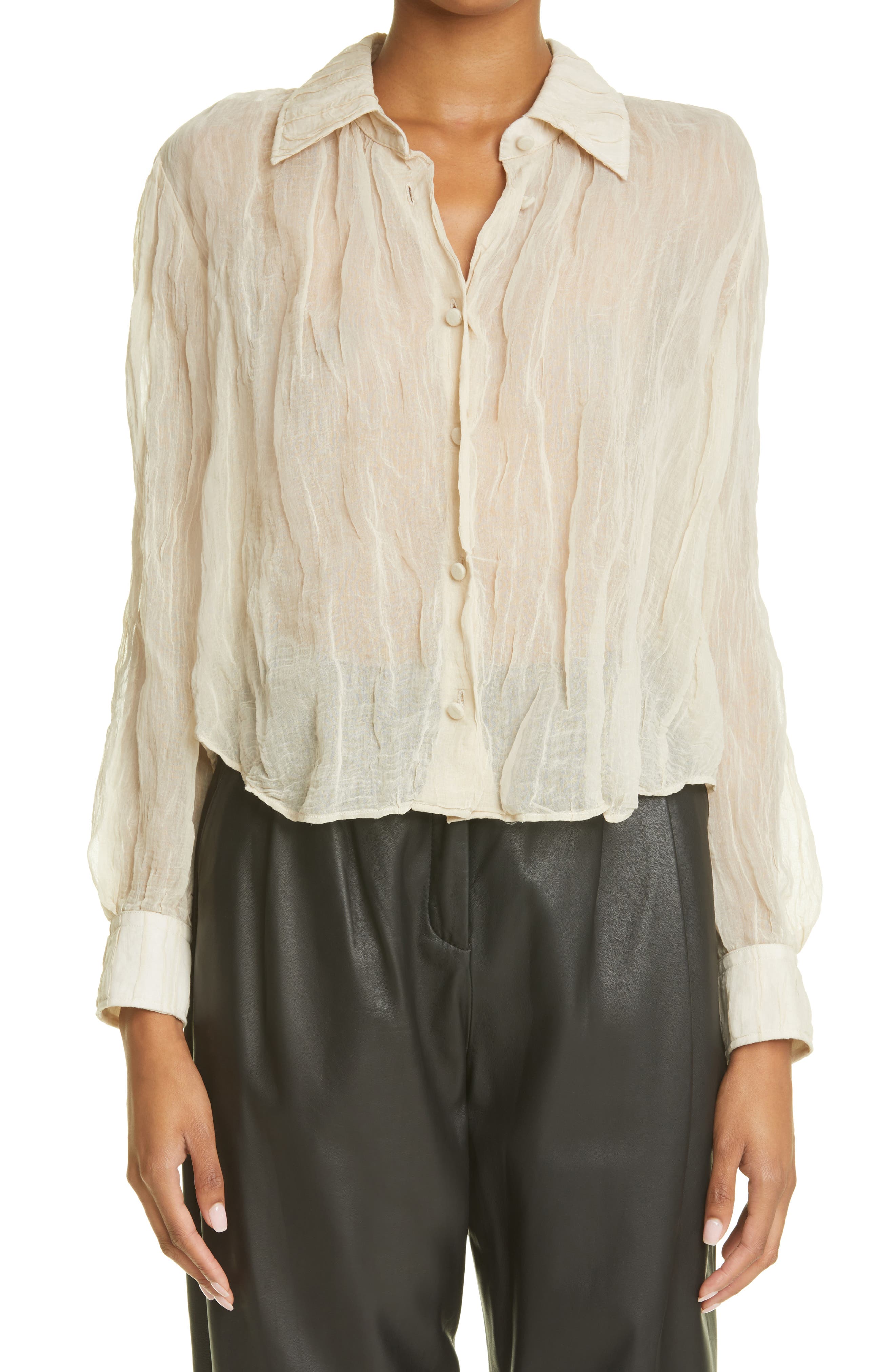 Khaite Francoise Cotton & Silk Blouse in Natural at Nordstrom, Size X-Small